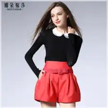 2017欧美女装秋冬新款欧美高端女装时尚纯色修身镂空毛衣针织打底