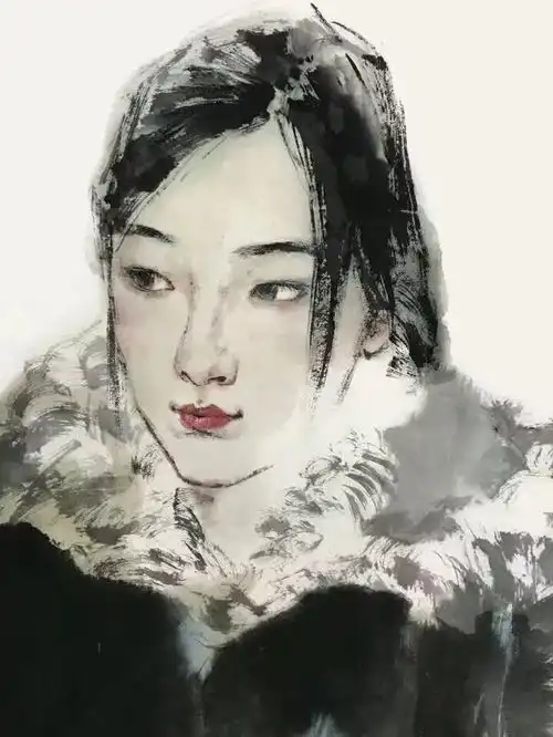 彭华竞写意人物之女性头像作品欣赏