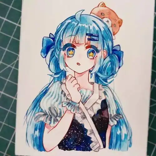 水彩画手绘小女生喜欢的动漫画风萝莉风十足