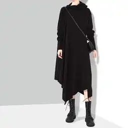 施悦名连衣裙子新款欧美女装时尚酒红色显瘦高领针织打底裙子a
