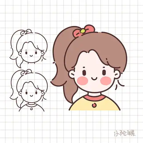 卡通女孩手账头像绘制过程