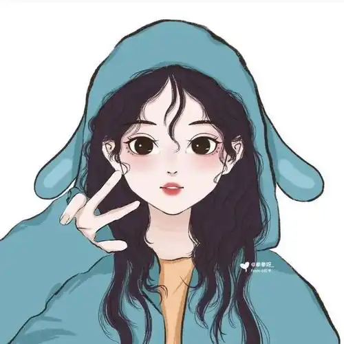 女孩和猫咪的卡通头像卡