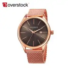 8月施泰纳女装石英钻石不锈钢丝网玫瑰色调的手镯腕表