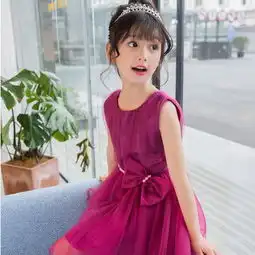 2019夏季新款韩版女童中大童可爱无袖珍珠蝴蝶结连衣裙图片大全邮乐官方网站