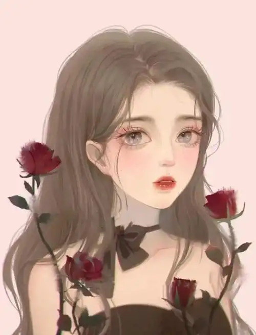 手绘女头发送开心不止一点点