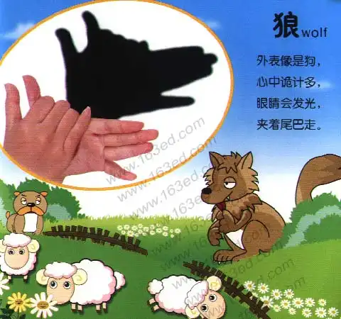 儿童手影游戏狼wolf