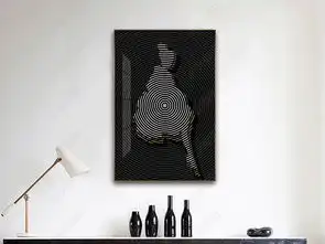 后现代简约时尚圆圈黑白线条人物时尚女郎抽象艺术装饰画图片下载