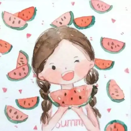 手绘萌娃卡通头像,萌娃快乐的女孩子
