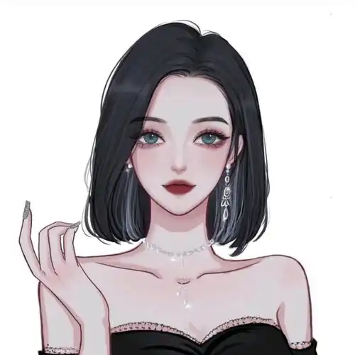 御姐黑长直手绘头像
