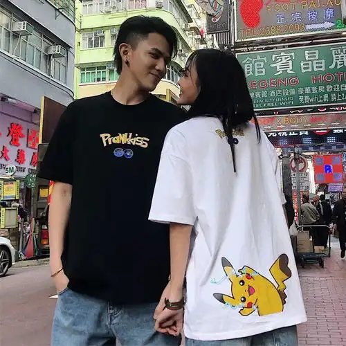 情侣装2020夏季新款短袖t恤女宽松日系闺蜜装韩版学生班服男上衣