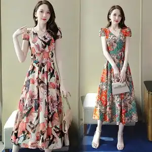 2021春装新款韩版气质修身时尚雪纺连衣裙中长裙两件套配裹胸