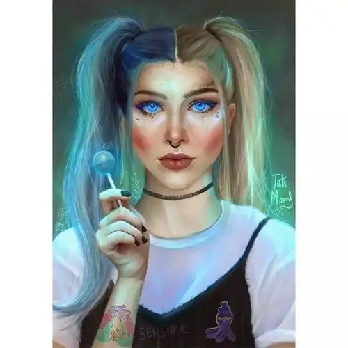 ps别人都是真人画成卡通,这个90后女生却