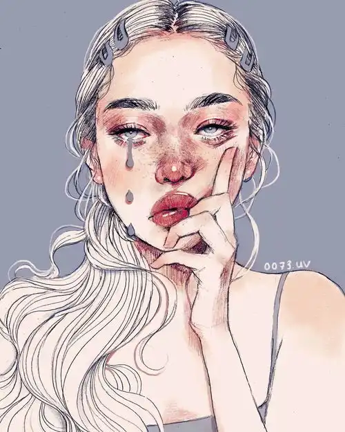 绘画欣赏闪闪发光的皮肤质感,唯美人物少女插画