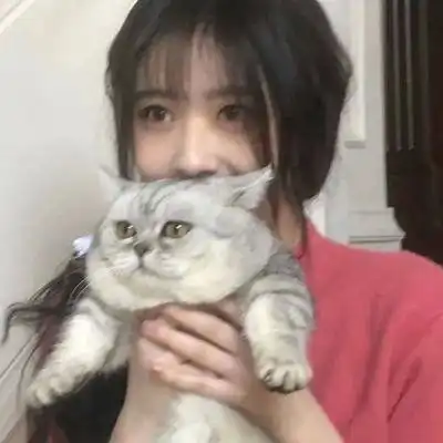 女孩和猫咪的卡通头像女