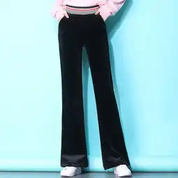 施悦名时尚宽条灯芯绒阔腿裤2019秋季韩版女装长裤微喇裤高腰弹力休闲裤a