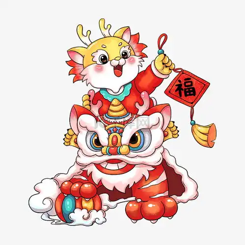 龙年春节新年龙乘舞狮送福图素材图片免费下载千库网