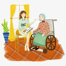美女关爱老人探望轮椅上的老奶奶图片素材其他格式下载动漫人物大全