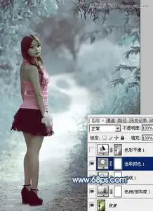 ps人物调色制作公园清纯女孩唯美紫色效果教程