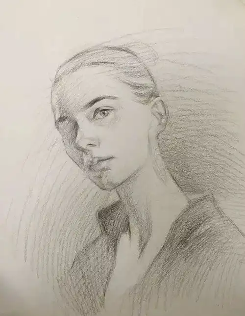女黑白头像素描精致