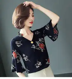 时尚雪纺女装头像立领