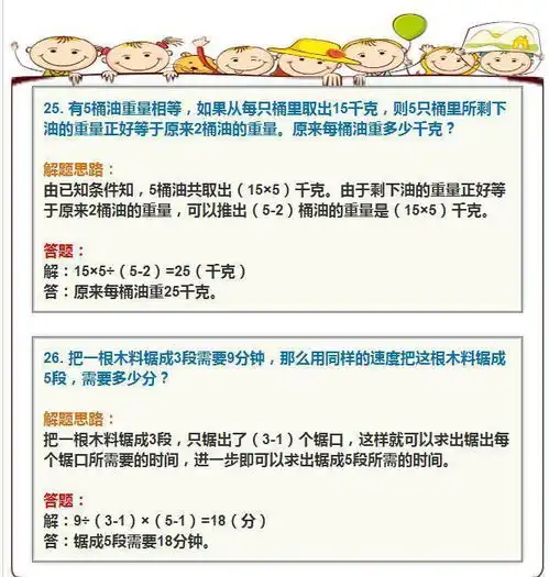 小学数学16年级经典应用题,拿给孩子练练,保管孩子次次第一