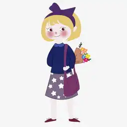 教师节背着书包上学送花给老师的小女孩图片素材其他格式下载动漫人物大全