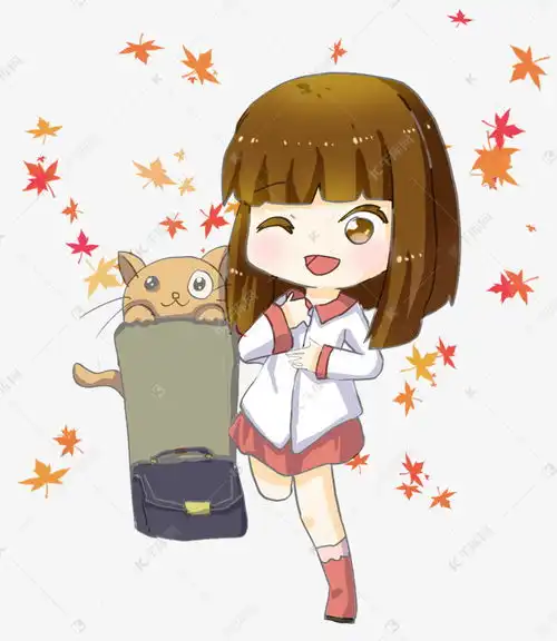 小猫和女孩手绘漫画素材图片免费下载千库网