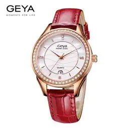 geya格雅女士手表时尚潮流防水石英女式表2017新款韩版简约手表女红色女表图片大全邮乐官方网站