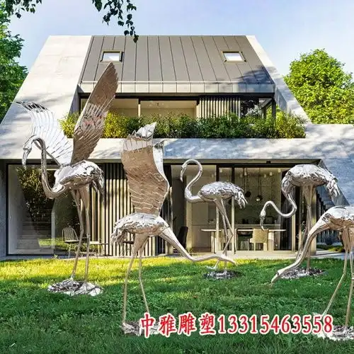 高档小区不锈钢镜面火烈鸟水景雕塑晋中不锈钢雕塑火烈鸟厂家中雅雕塑