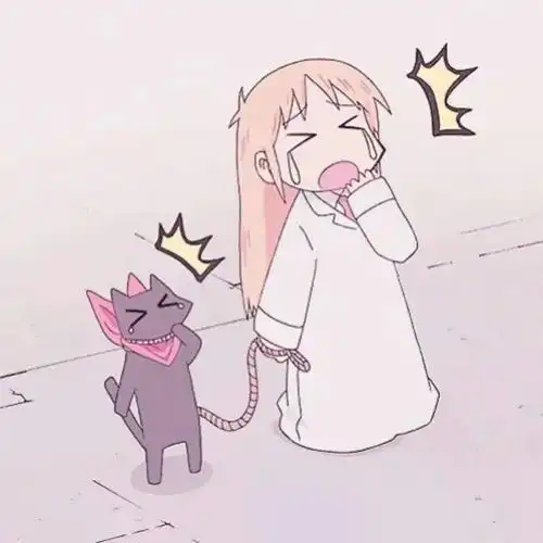 女孩和猫咪的卡通头像画