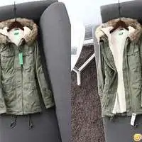 绿色女装连帽毛内里军外套全新未剪牌