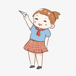 手绘卡通放纸飞机的小女孩图片素材其他格式下载动漫人物大全