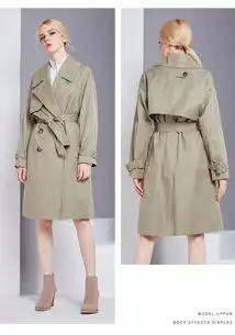 施悦名风衣女2018春季新品欧美高品质女装翻领双排扣长款时尚显瘦