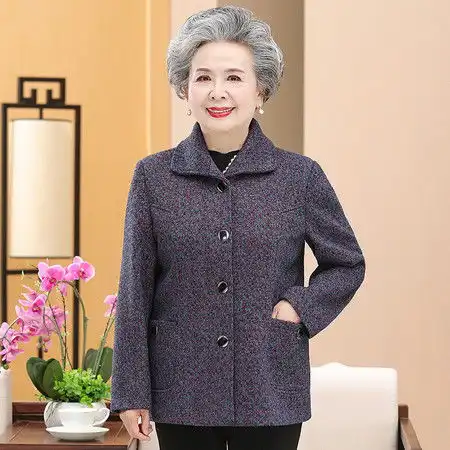 洋湖轩榭中老年人女装奶奶秋装外套60妈妈春秋上衣70岁80太太老人衣服