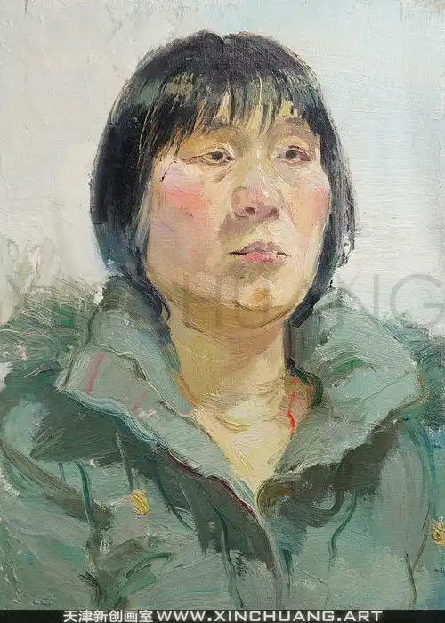 老年人头像女油画