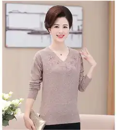 秋冬新款中老年女装大码中长款毛衣打底衫中老年毛衣女雅漾