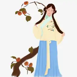 手绘黄色汉服女子图片素材其他格式下载动漫人物大全