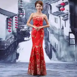 大红中国大美旗袍太漂亮了