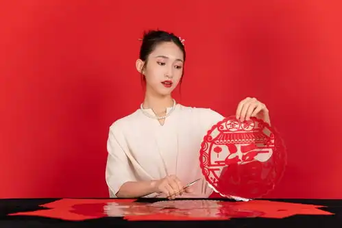 剪纸剪窗花新年龙年春节美女人物摄影图广告素材下载至来源处