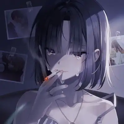 唐崎夜雨手绘插画女生头像