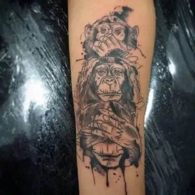 微信头像纹身不同风格的猩猩猴子纹身