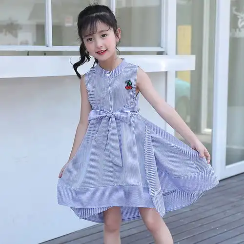 女童樱桃条纹连衣裙