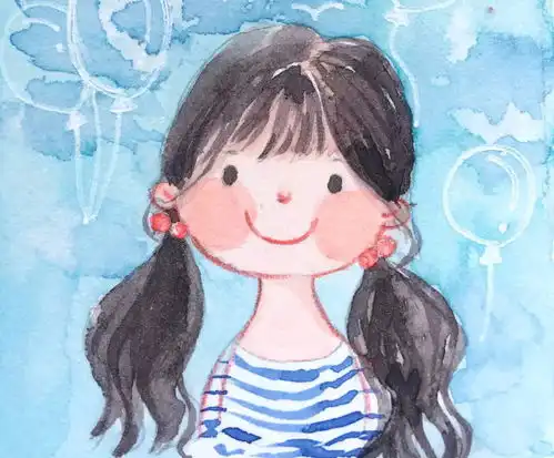 手绘头像女可爱小女孩可