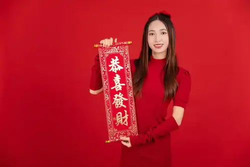 恭喜发财新年龙年春节美女人物摄影图摄影图