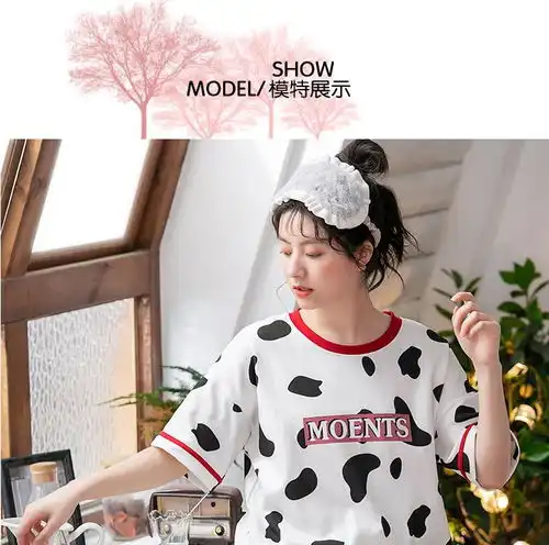 卓纪夏天睡衣女纯棉可爱卡通韩版学生ins风短袖短裤两件套家居服套装