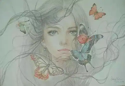 自带仙气的彩铅插画,彩铅手绘图片唯美人物