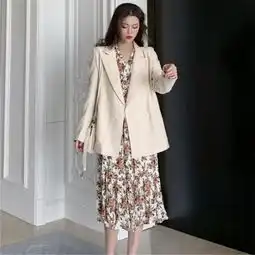 纽扣装饰休闲雪纺连衣裙