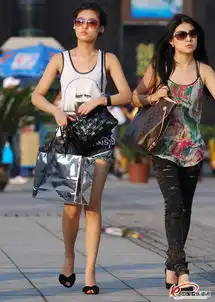 街拍的两个时尚太阳镜美女