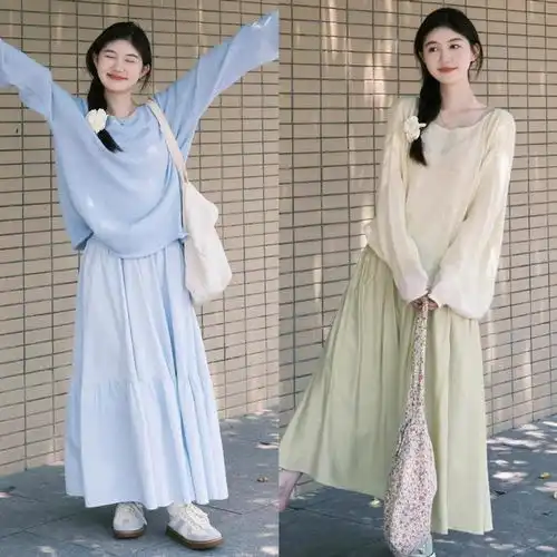 今年春天突然流行起针织衫裙子,衬衫裤子,40女生穿搭太高级