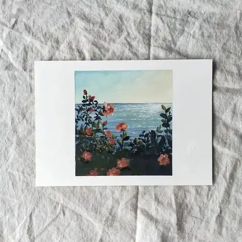 超美水粉风景手绘